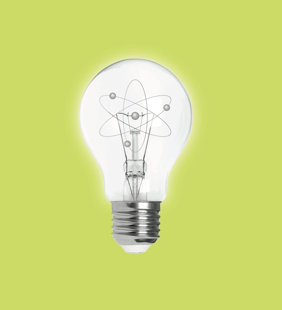 A light bulb on a green background