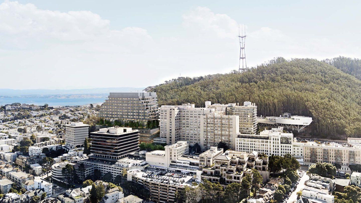 View from above of the Parnassus campus at UCSF under Sutro Tower