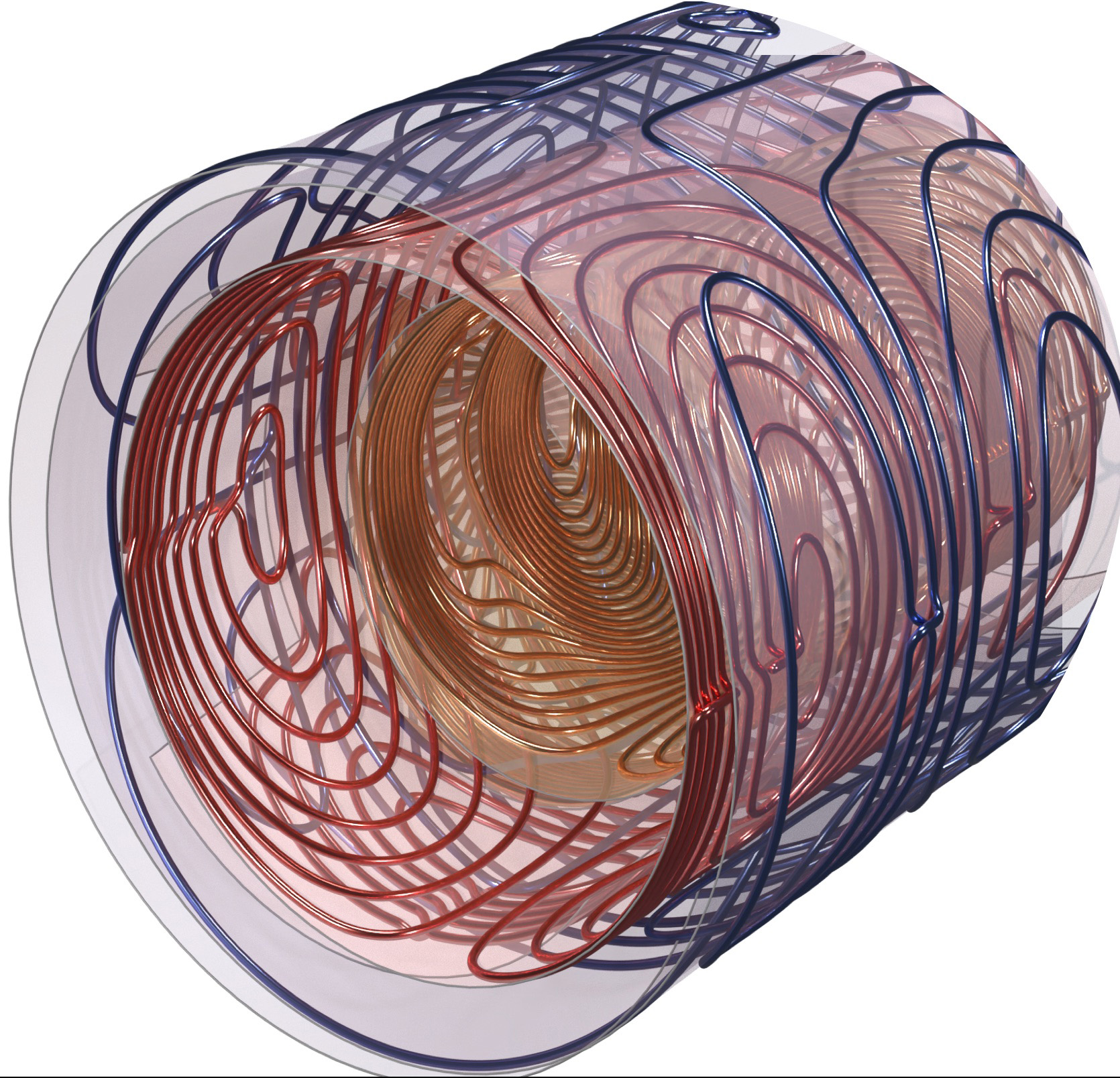 A cylinder covered with wire coils