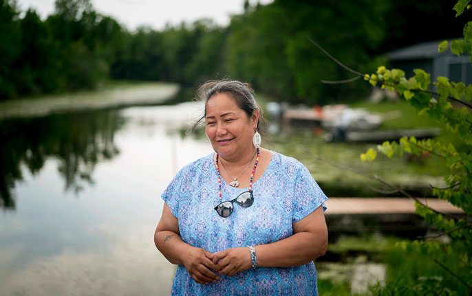 Edith Leoso at the rice fields on the Bad River Reservation.