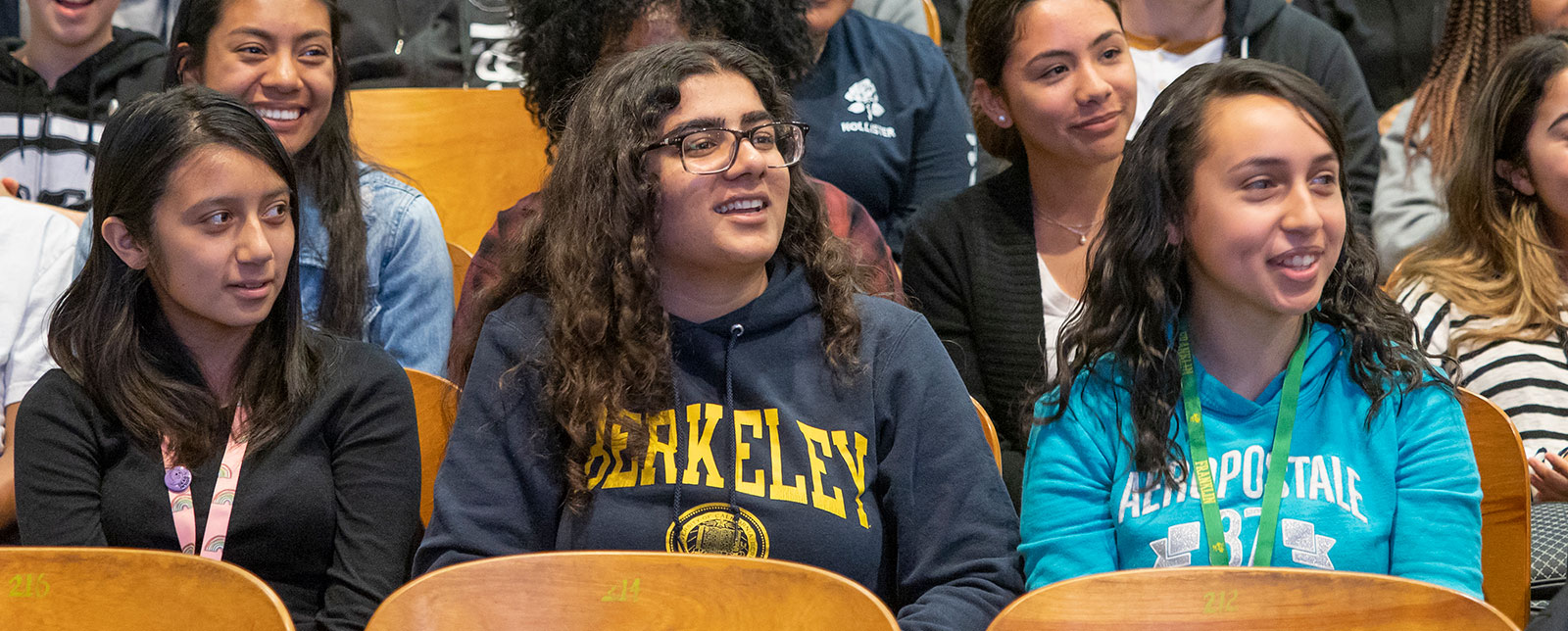 Students sitting at Janet Napolitano's Stockton visit