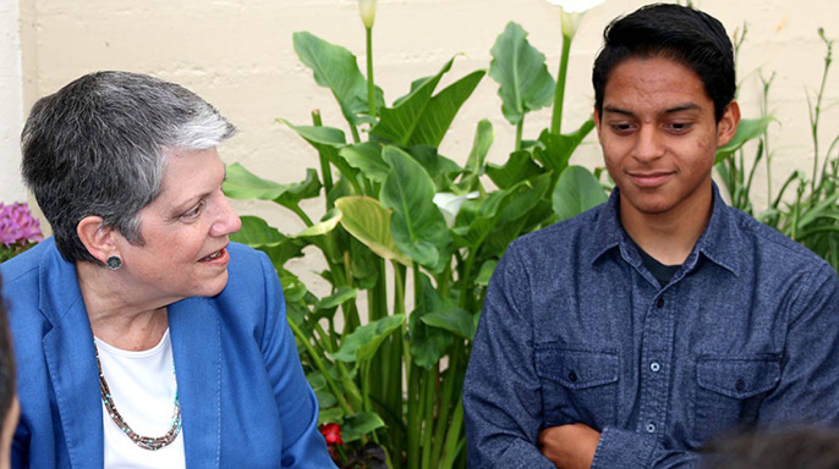 President Napolitano and Santa Ana HS student