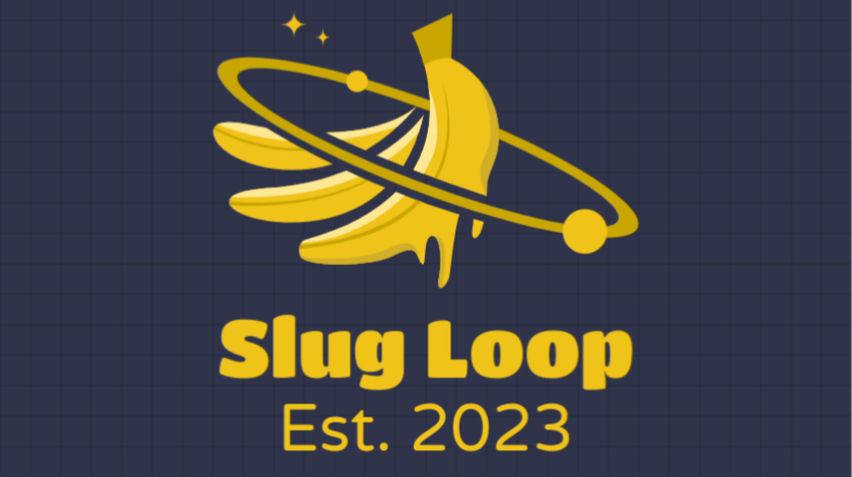 Slug Loop, Est 2023 beneath a logo of a banana with an orbit around it