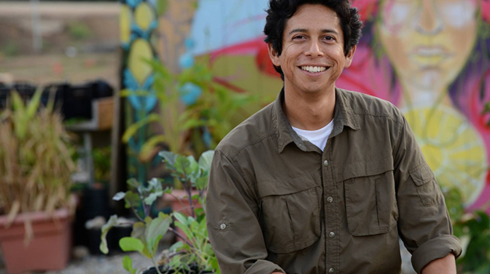 Fortino Morales III manages R’Garden, UC Riverside's 3-acre community garden.