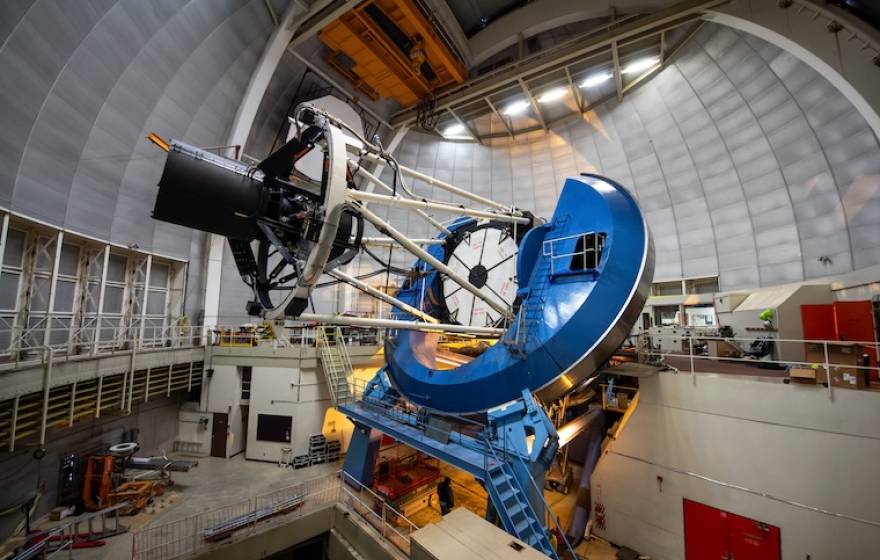 A modern telescope inside a dome