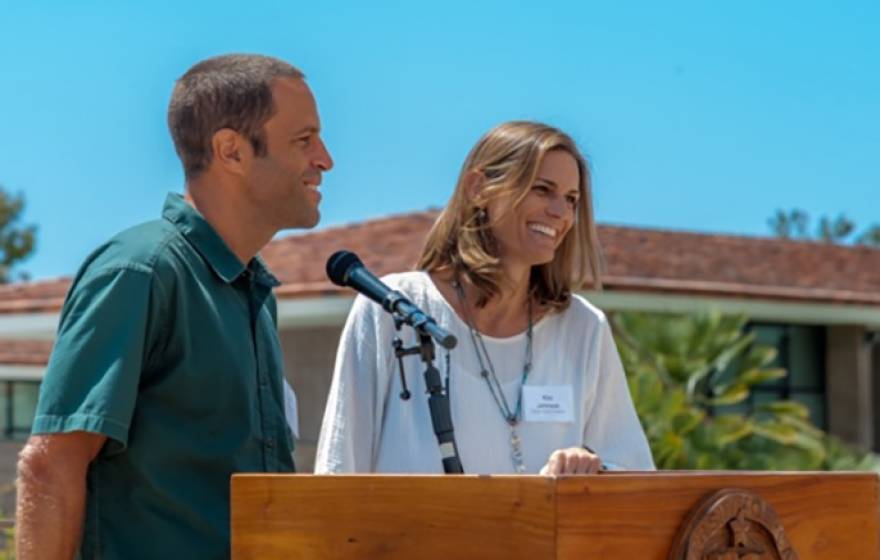 Kim and Jack Johnson helped to launch UC Santa Barbara's Edible Campus Program in 2015 with a tree-planting event at Storke Tower.