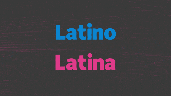The words "Latino" and "Latina" on a grey background