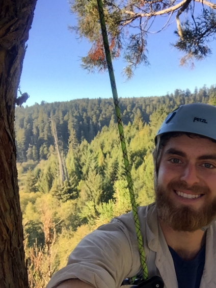 Christian Brown selfie in a redwood canopy