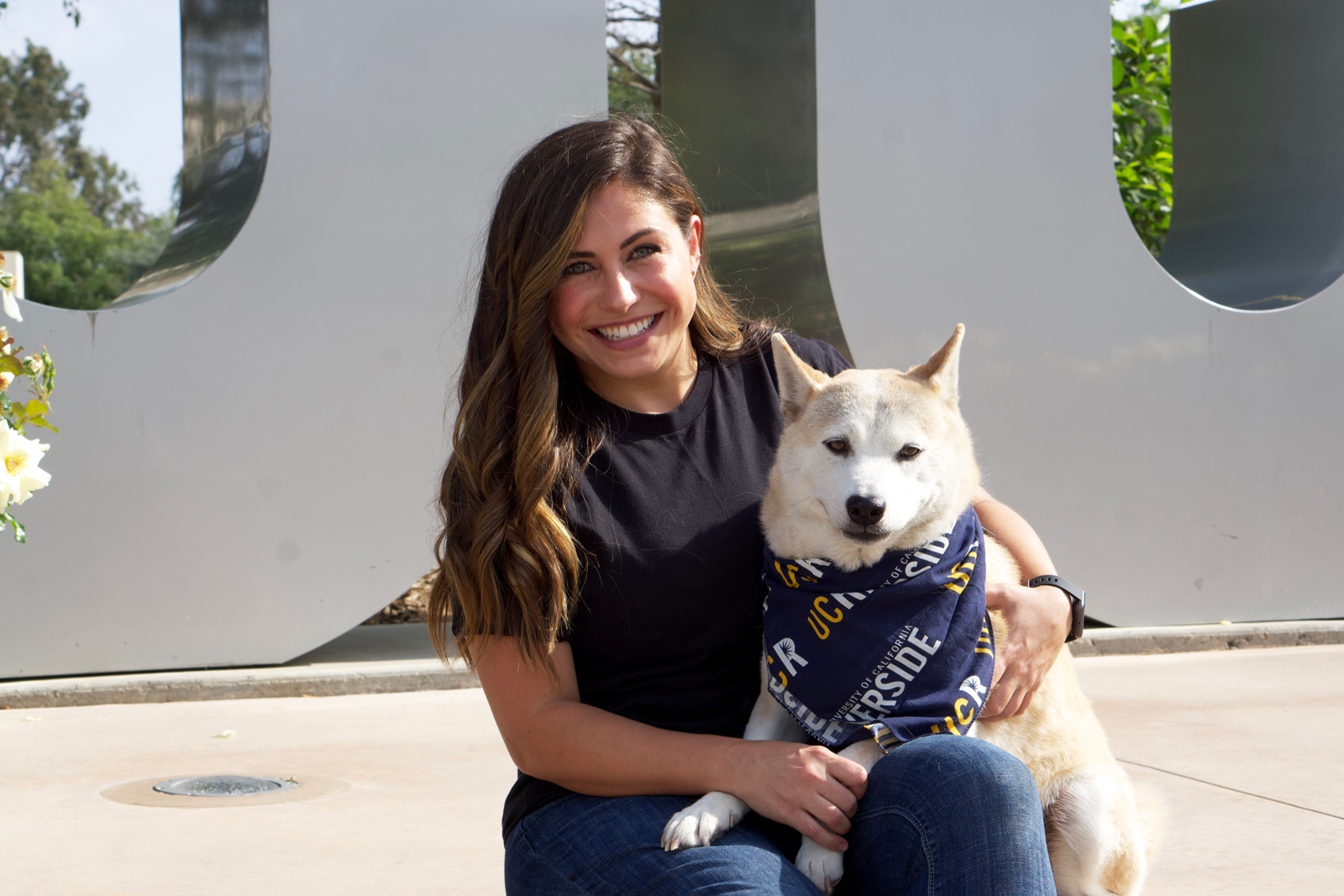 Courtney Scaramella with her dog Jax at UC Riverside