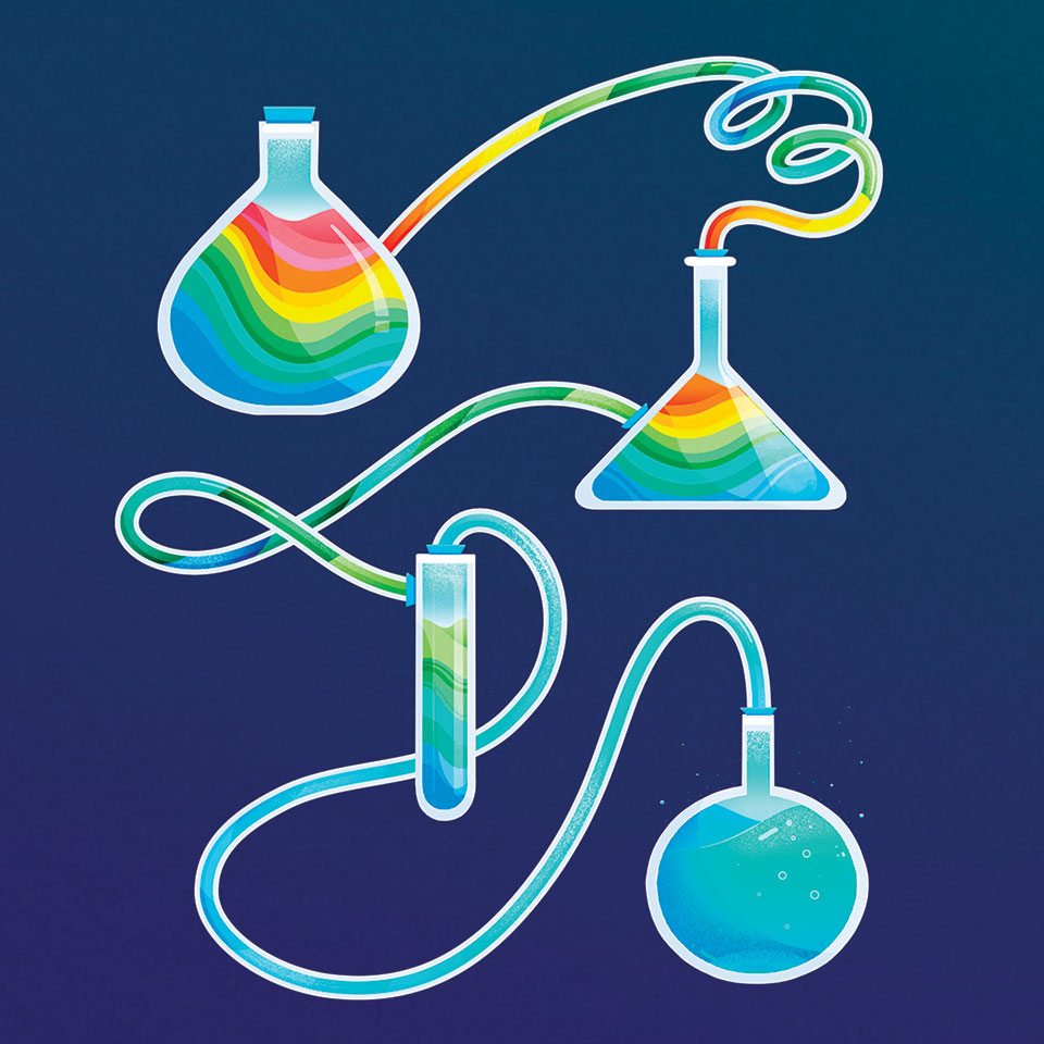 Illustration of colorful chemistry set