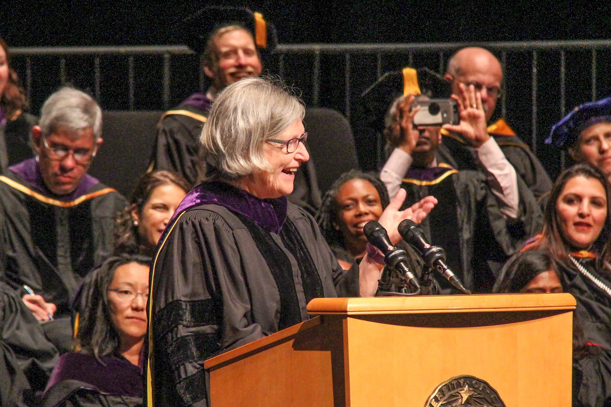 Sister Simone delivering commencement speech at UC Davis