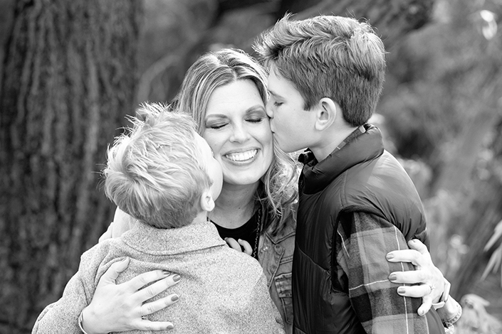 Michelle Brubaker kissed by her children