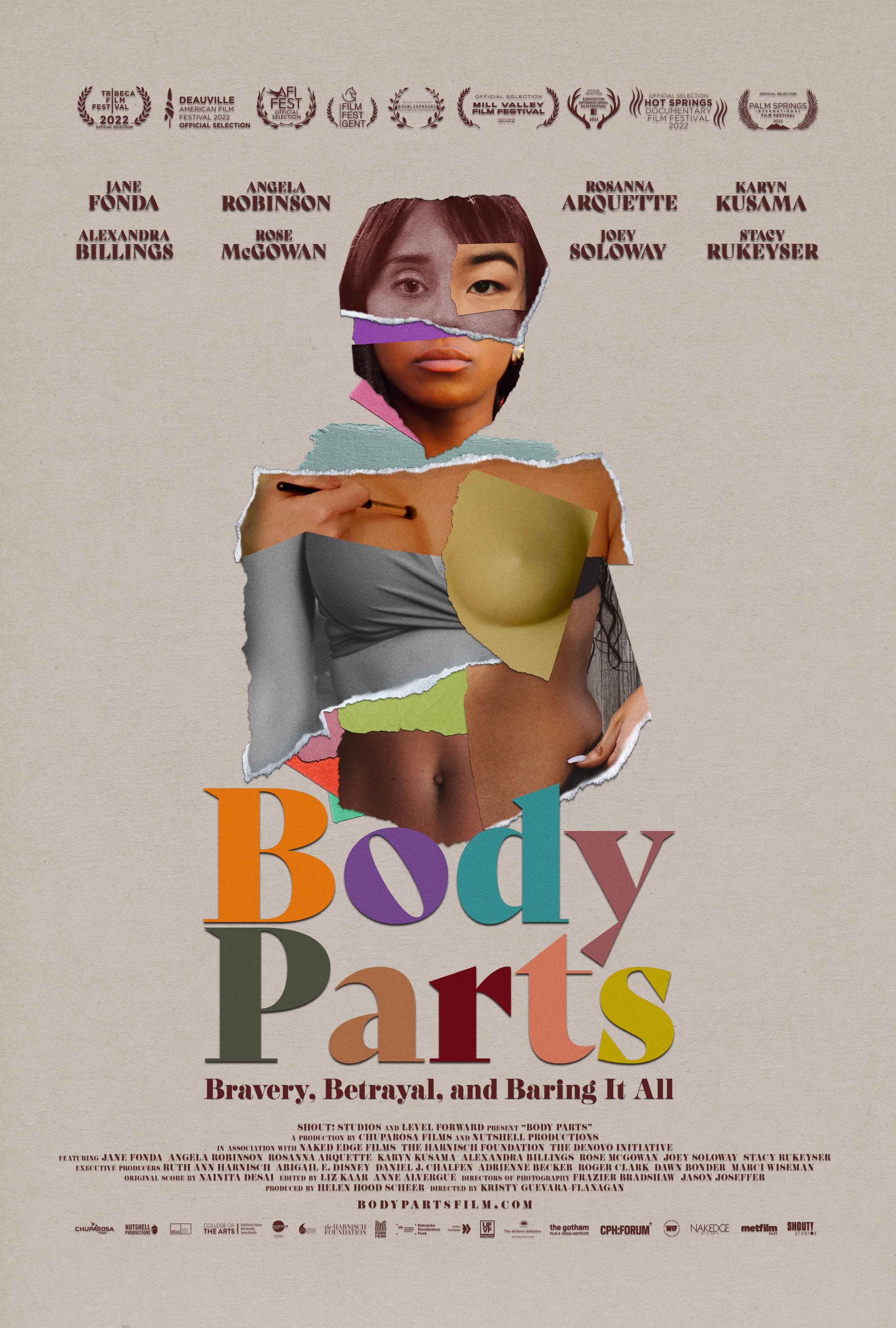 Body Parts movie poster, a collage of images that make up a woman's body