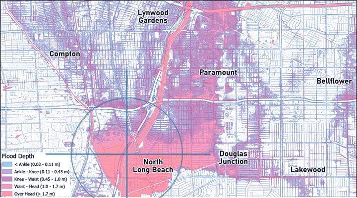 Map of flood risk in Los Angeles neighborhoods
