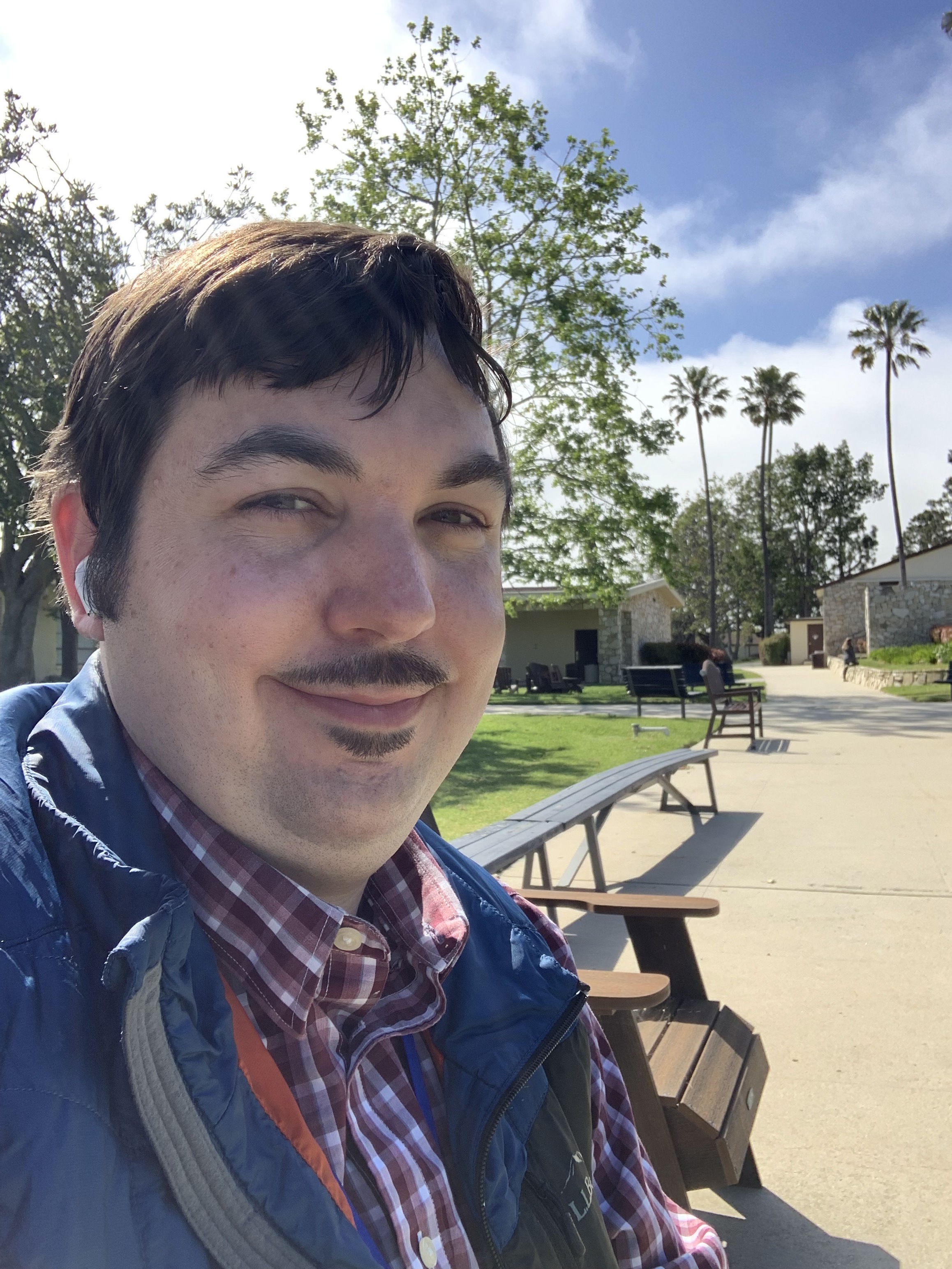 Christophe LaBelle takes a selfie on UCLA's campus