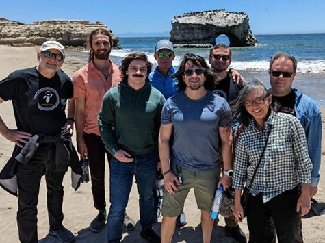 A group of people at the beach at Santa Cruz