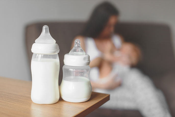 mother milk in bottle