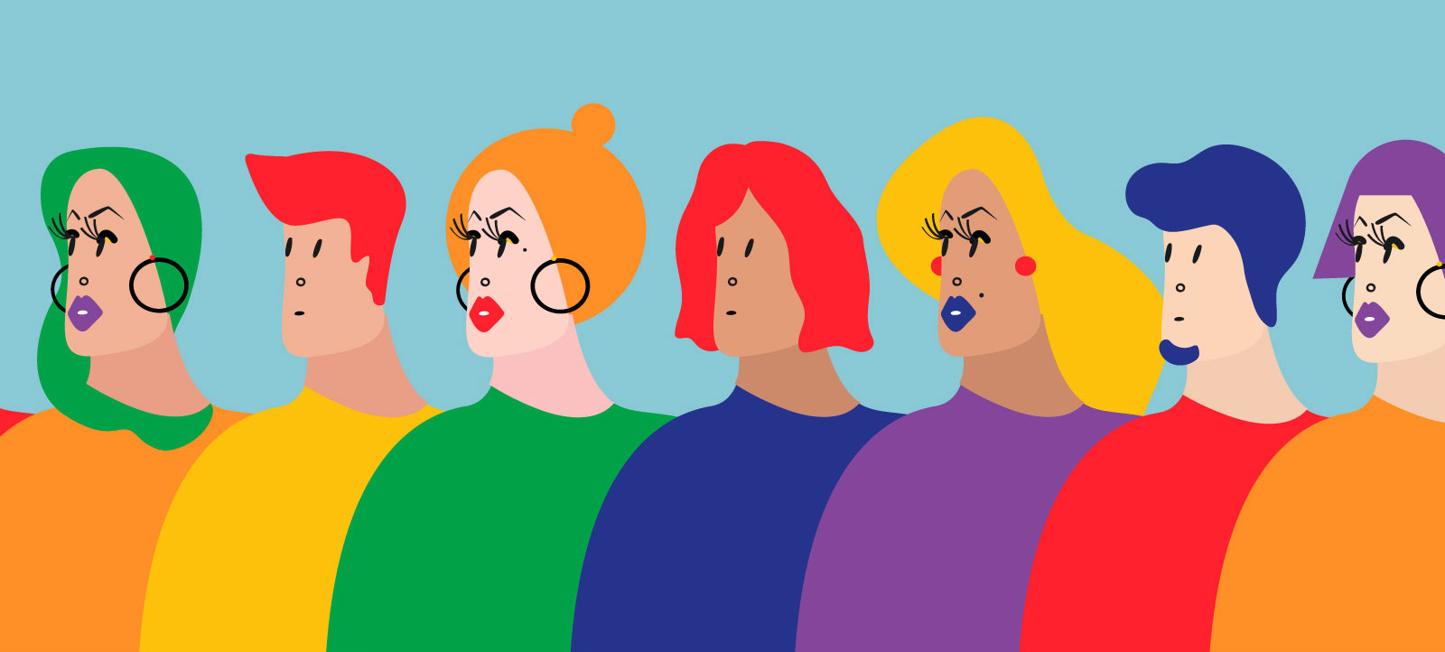 Colorful illustration of LGBTQ individuals