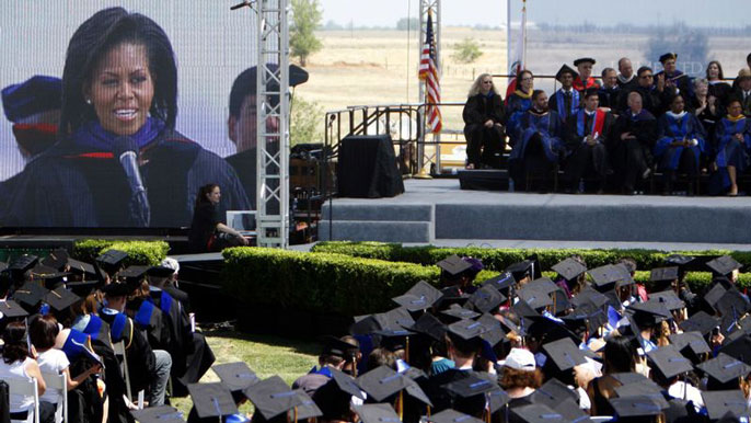 Michelle Obama speaking at UC Merced's commencement