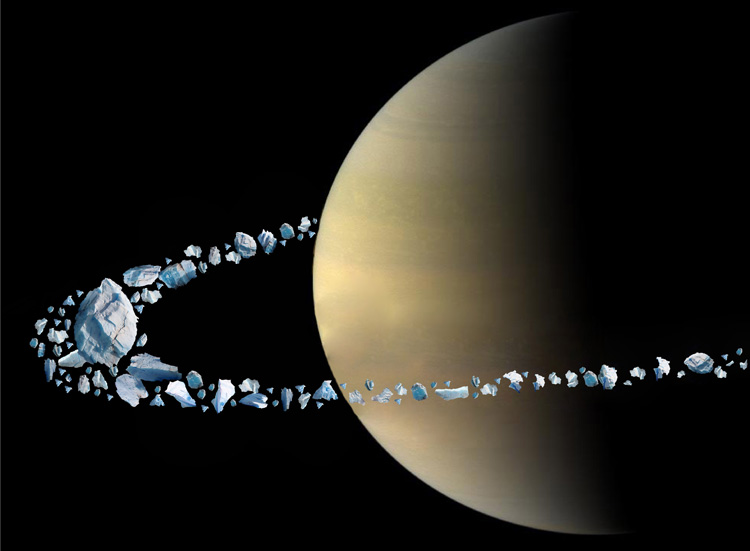 moon Chrysalis disrupted by Saturns gravity