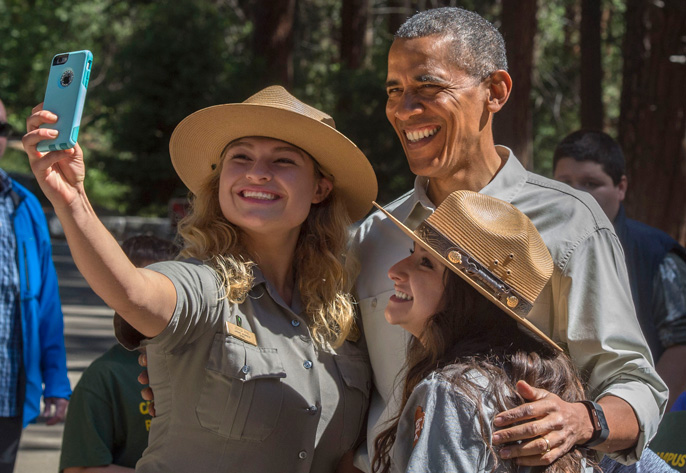 President Obama in Yosemite with UC Merced students