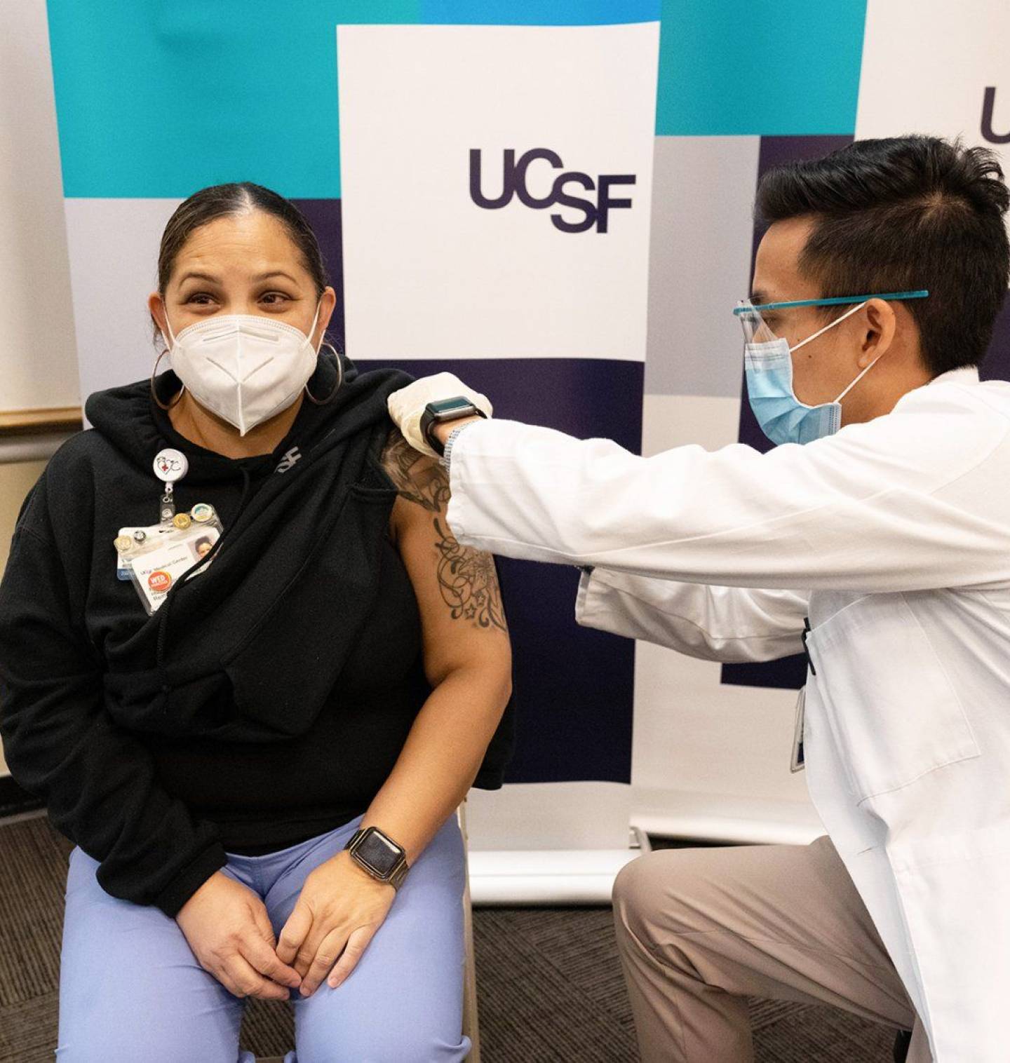 Patient receiving covid vaccine at UCSF