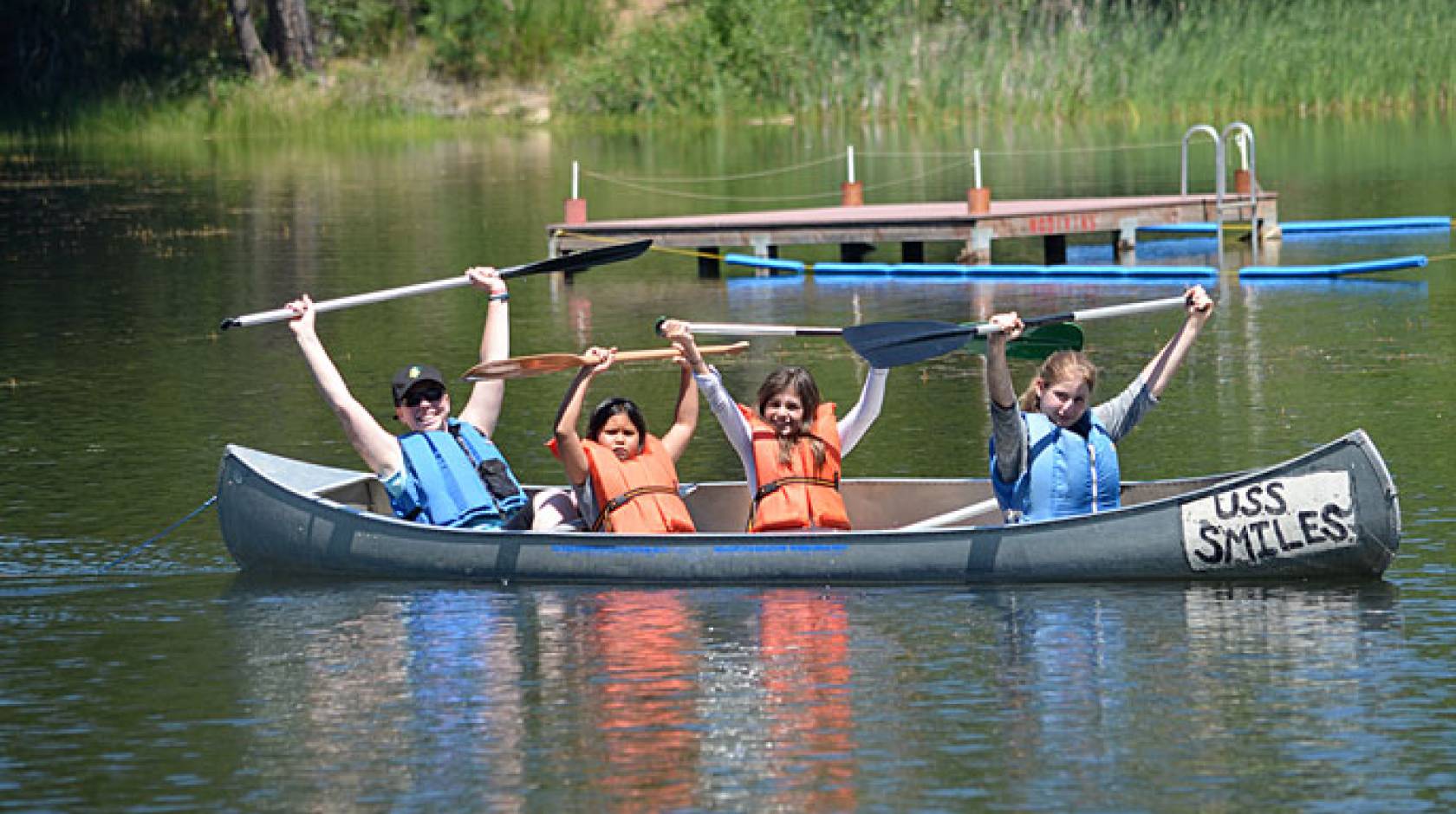 4-H campers in a canoe