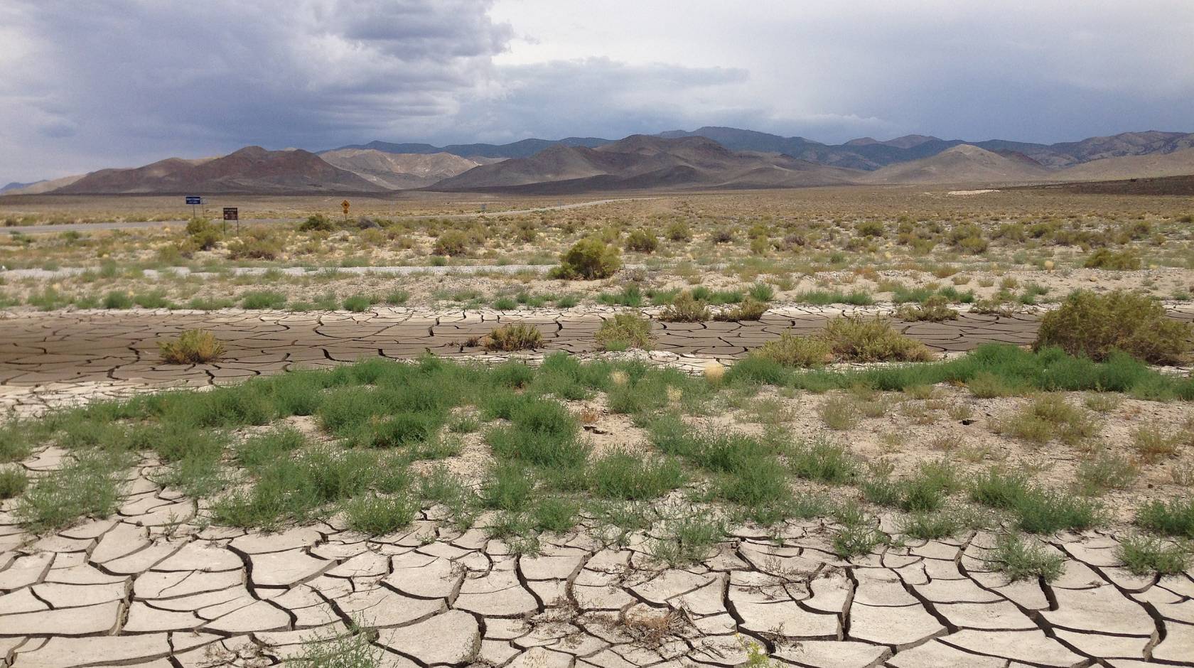 A parched Nevada landscape showing dry cracked earth