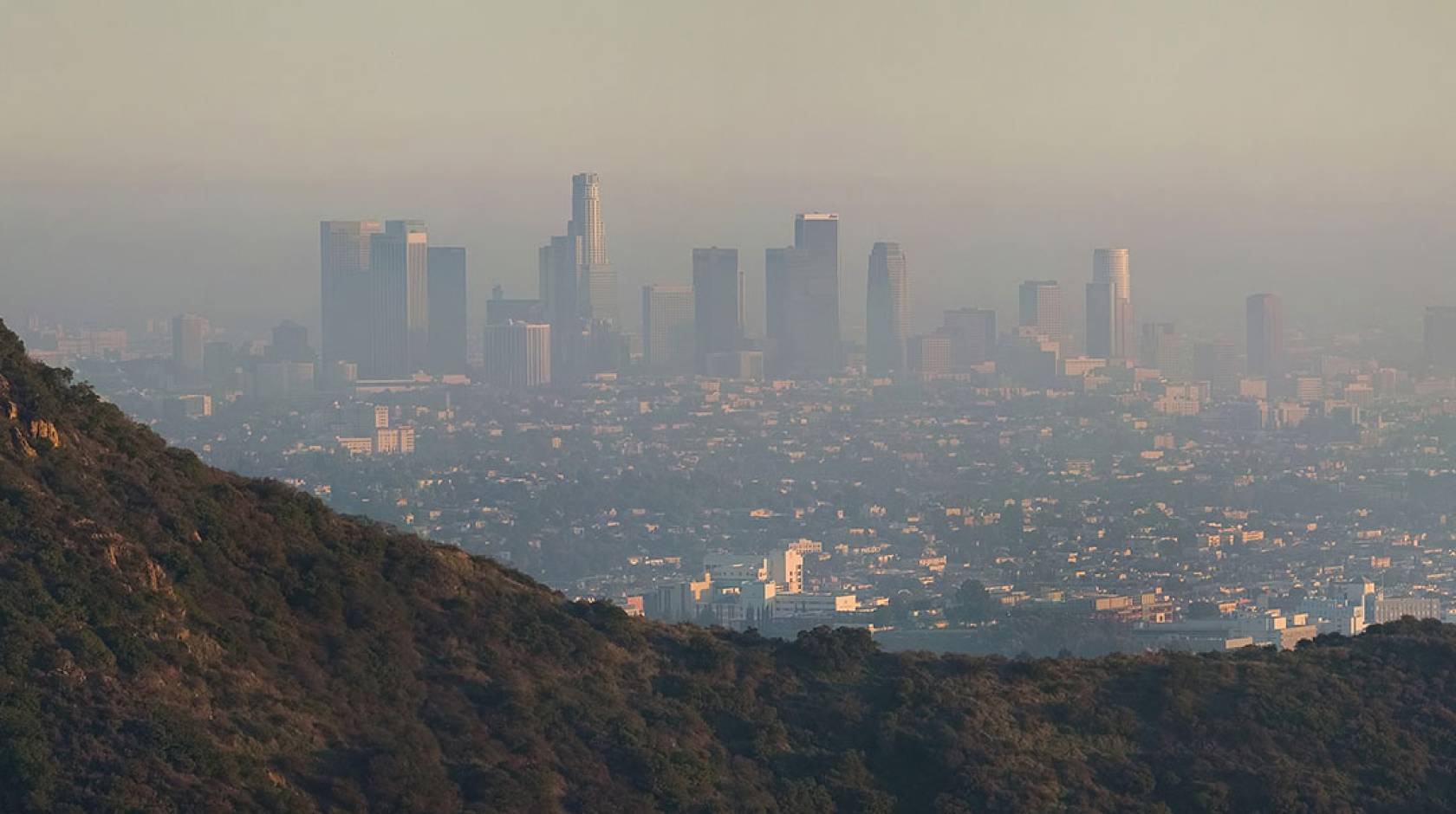 Heavy smog over Los Angeles, as seen from the mountains outside the city.