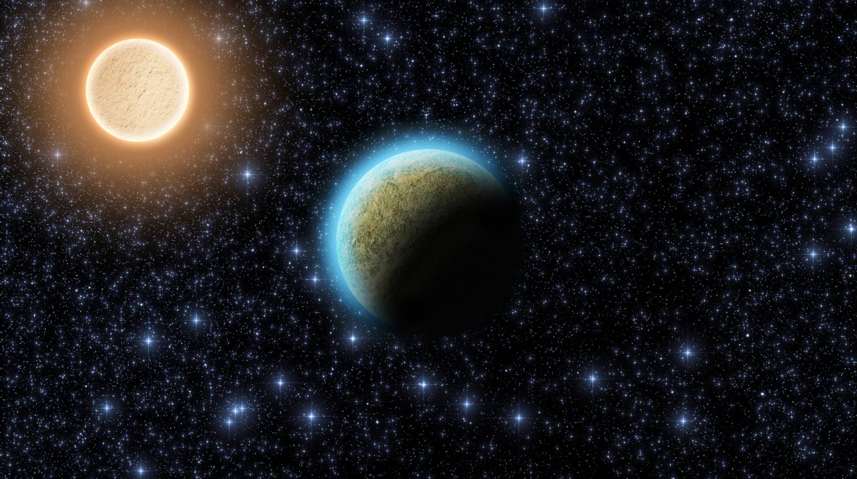 A planet and its star in space