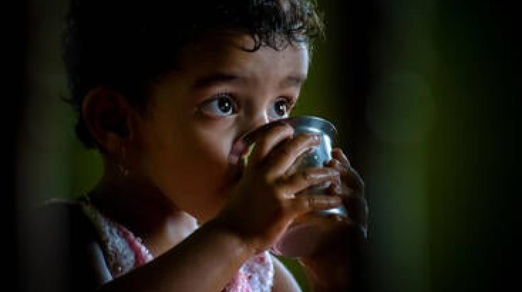 A child drinking water