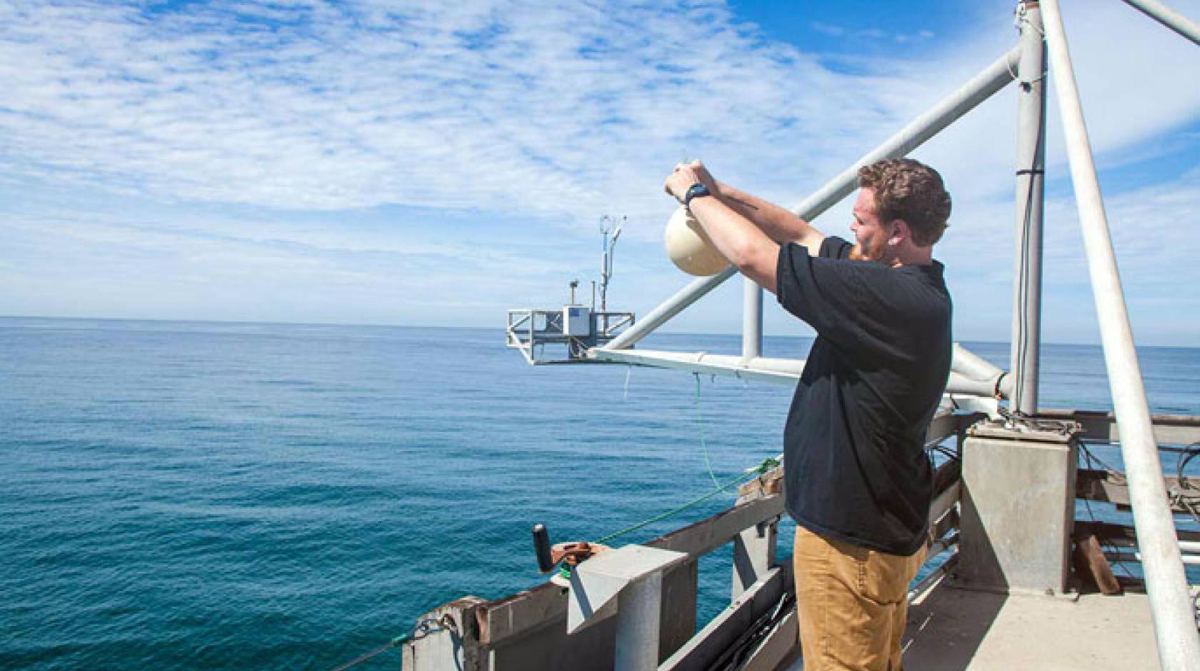 Testing air quality on a boat