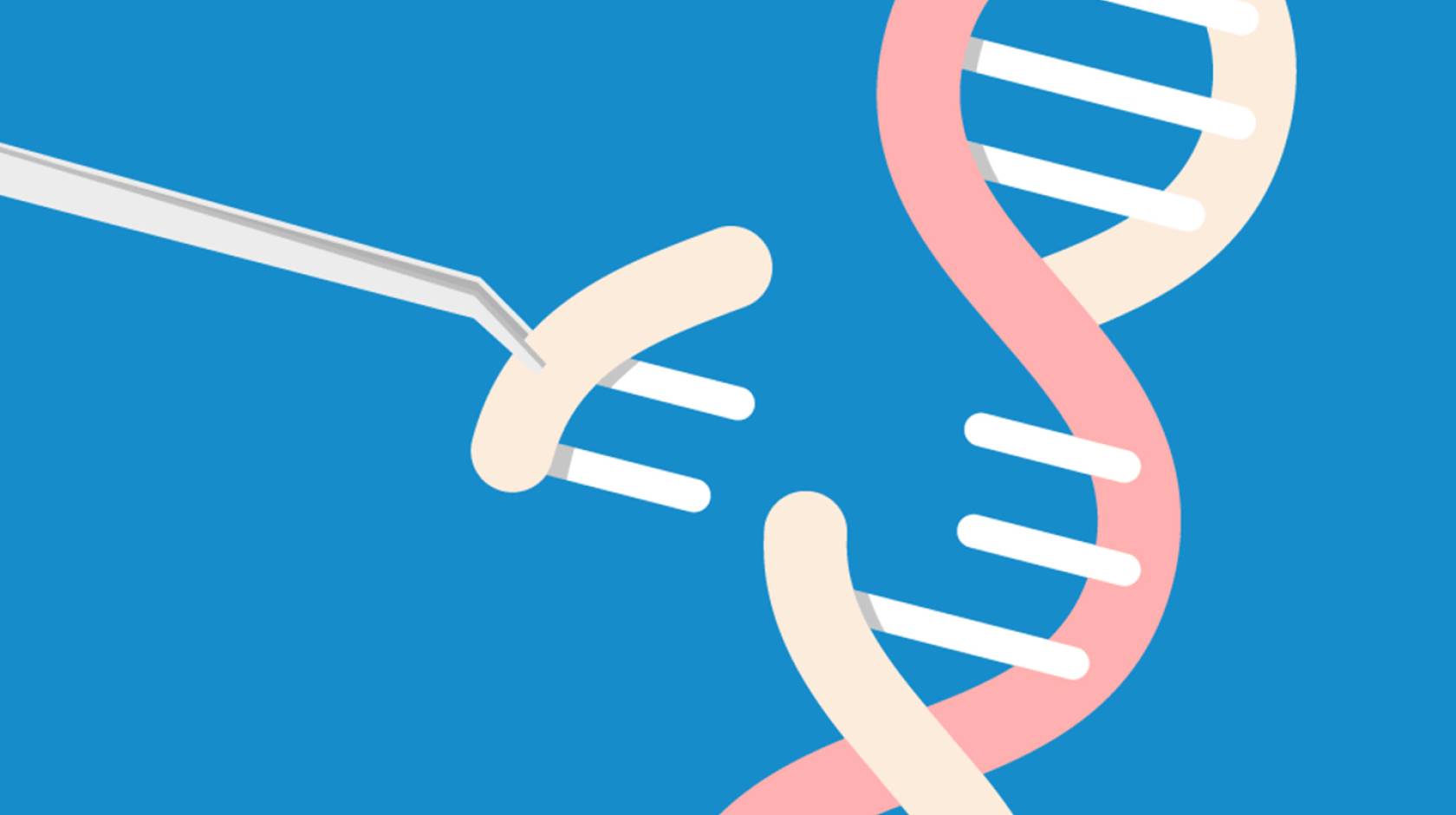 Illustration of a piece of DNA code being removed from a helix