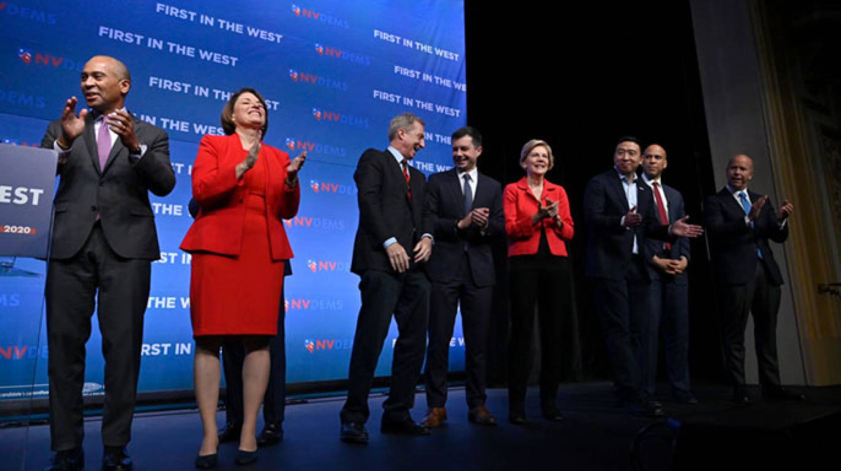 Candidates on a debate stage