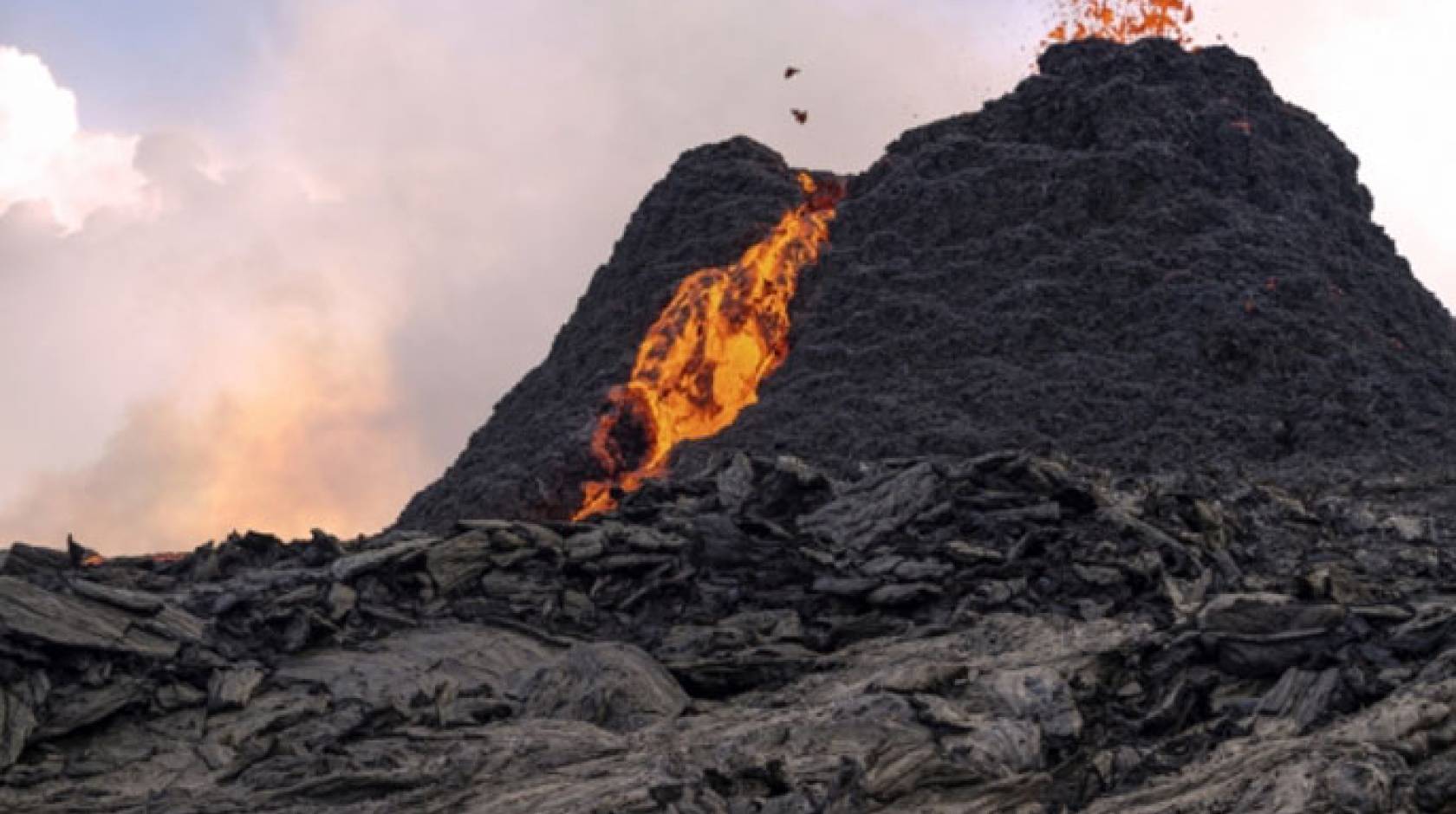 Volcano in Iceland erupting