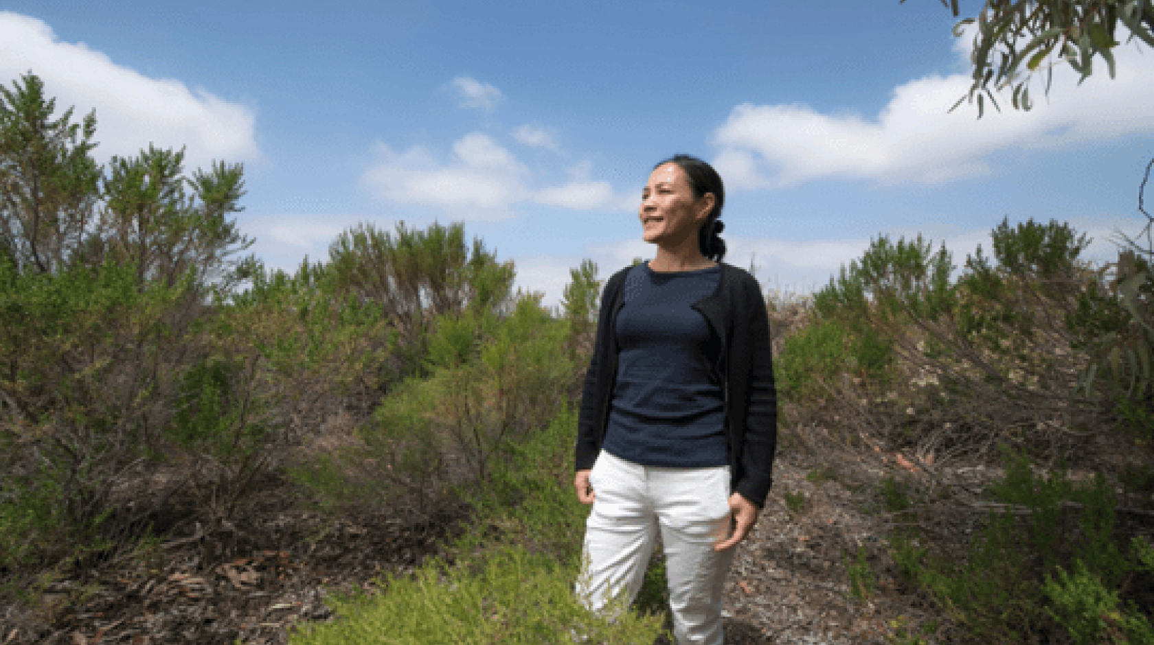 Study author Jun Wu in a brush-filled field