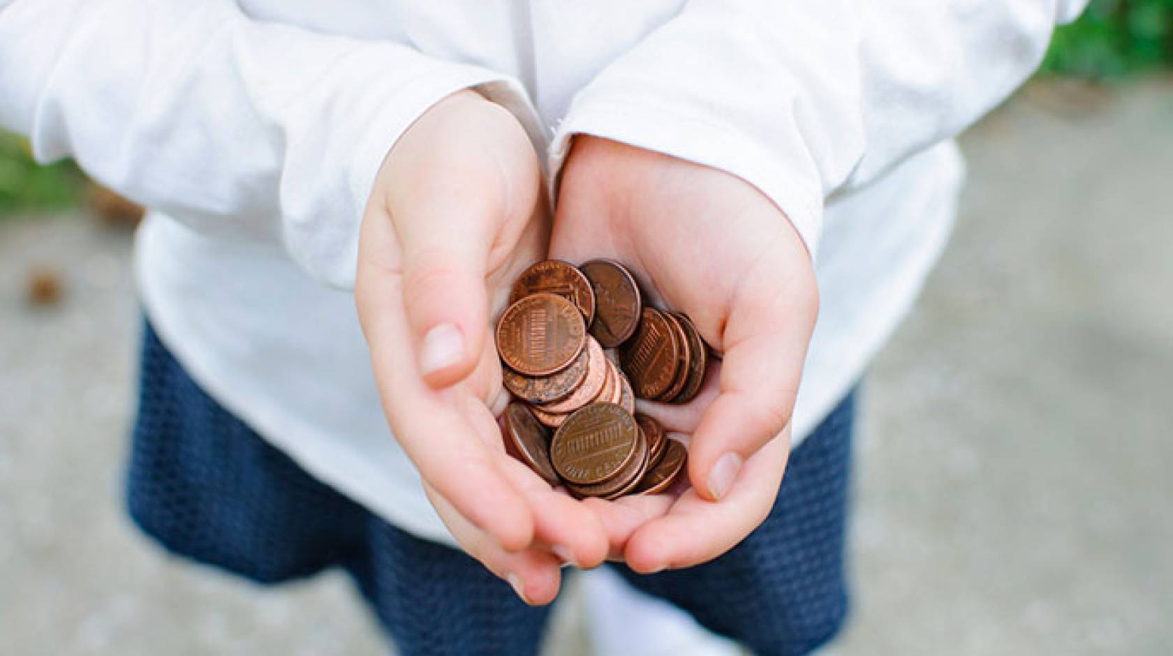 girl with pennies