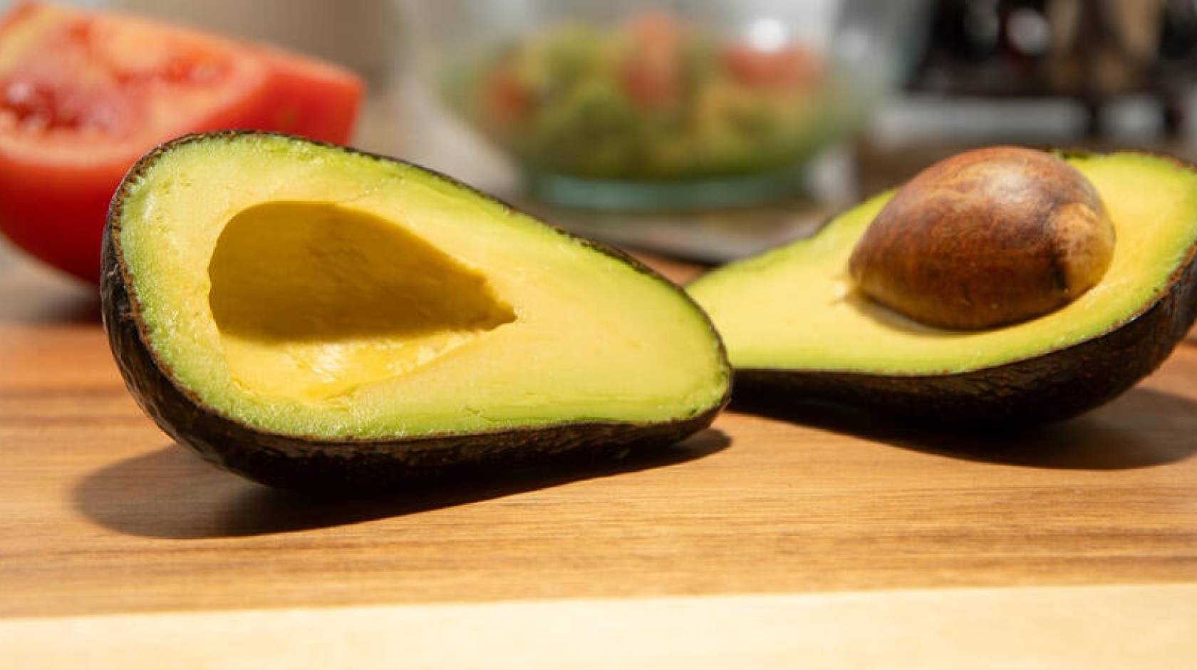 A split open avocado