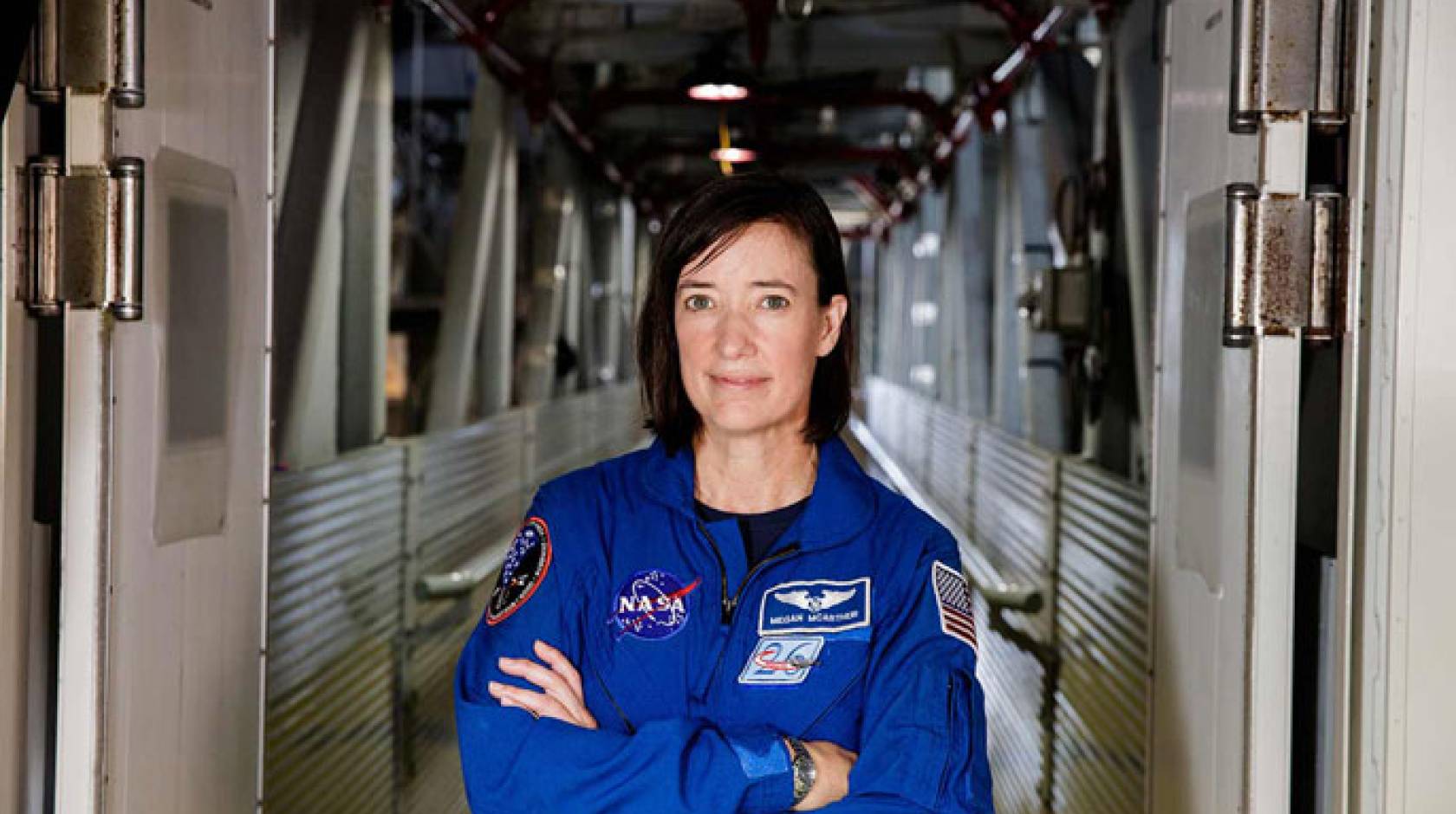 Megan McArthur portrait in NASA blues