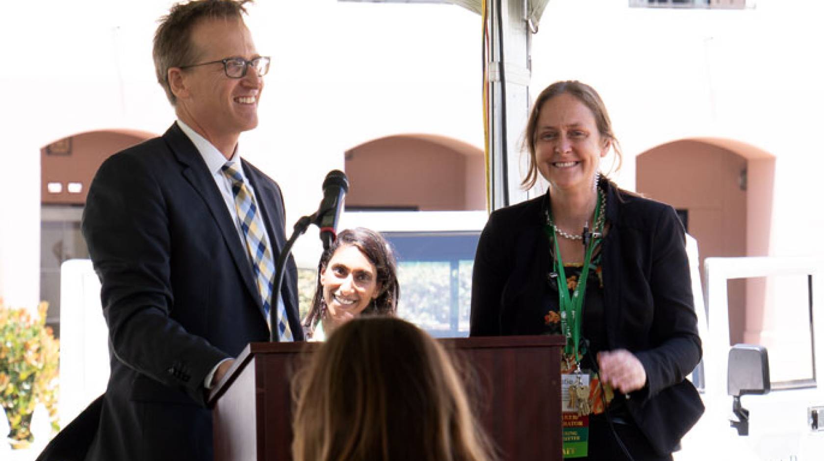 AVP of Energy and Sustainability David Philips and Katie Maynard at the award ceremony for the sustainability champion