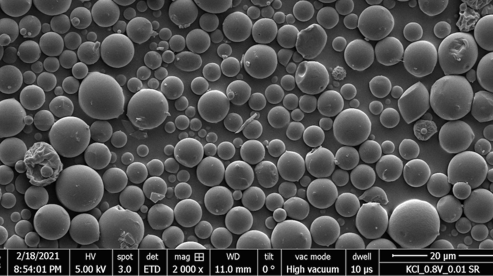 Image of small gray polymer orbs