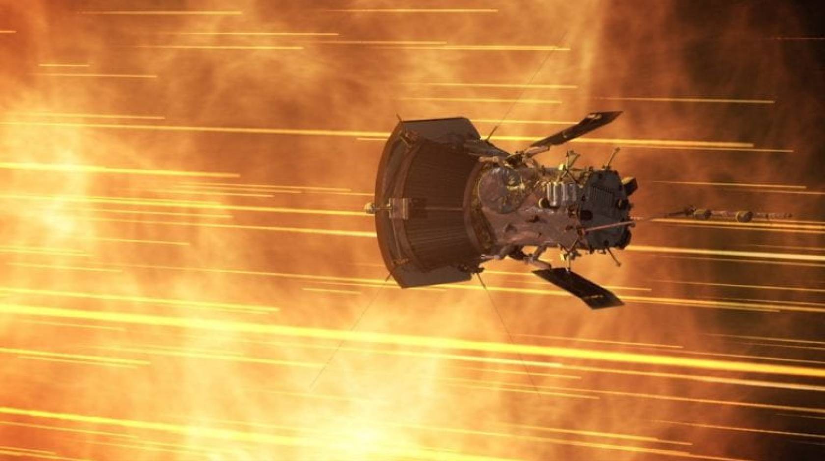 A visualization of NASA’s Parker Solar Probe approaching the sun