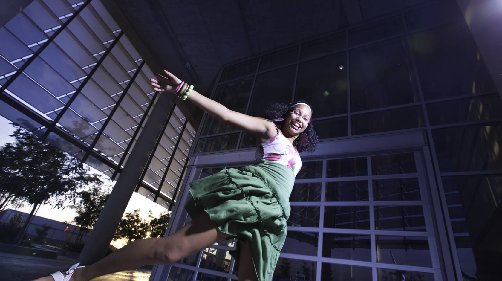 A young Black student dances at UC Merced