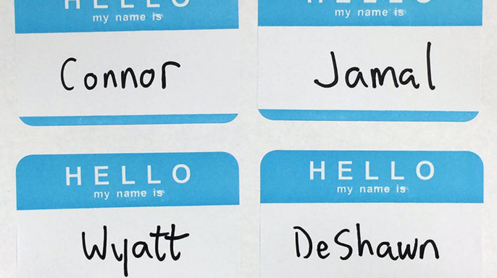 four name tags