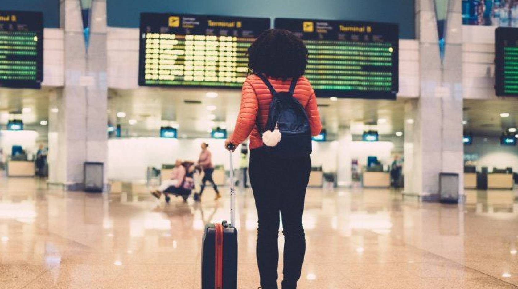 Woman standing in an airport