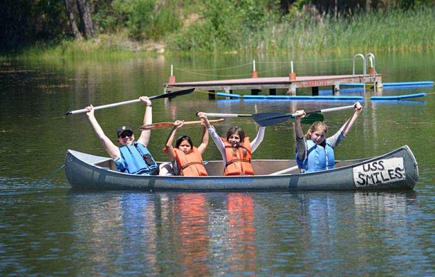 4-H campers in a canoe