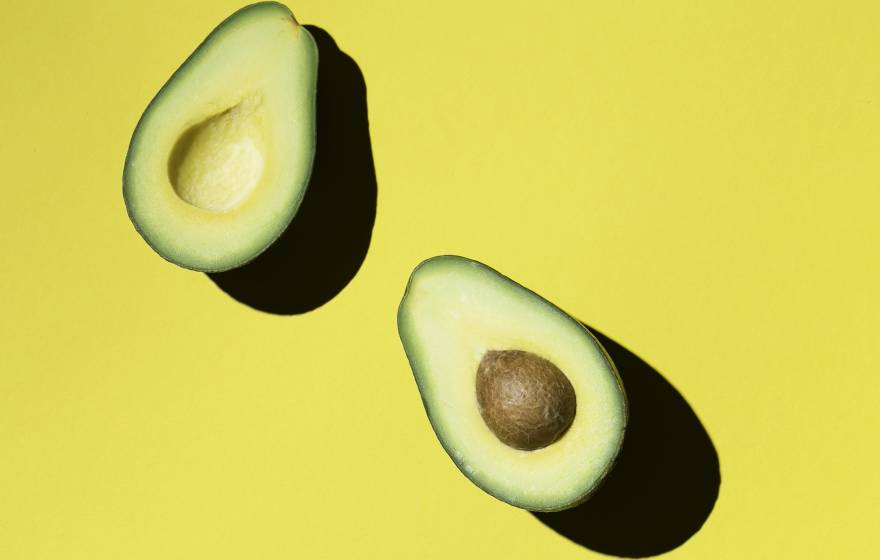 Two avocado halves