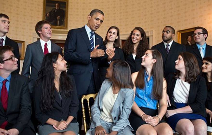 President Obama and students