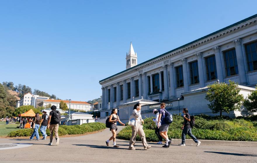 UC Berkeley is the No. 1 public university in the nation Students walk on the UC Berkeley campus, Campanile behind them