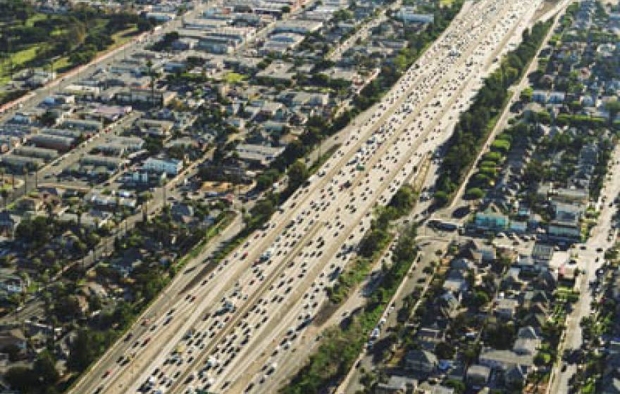 Aerial view of urban highway